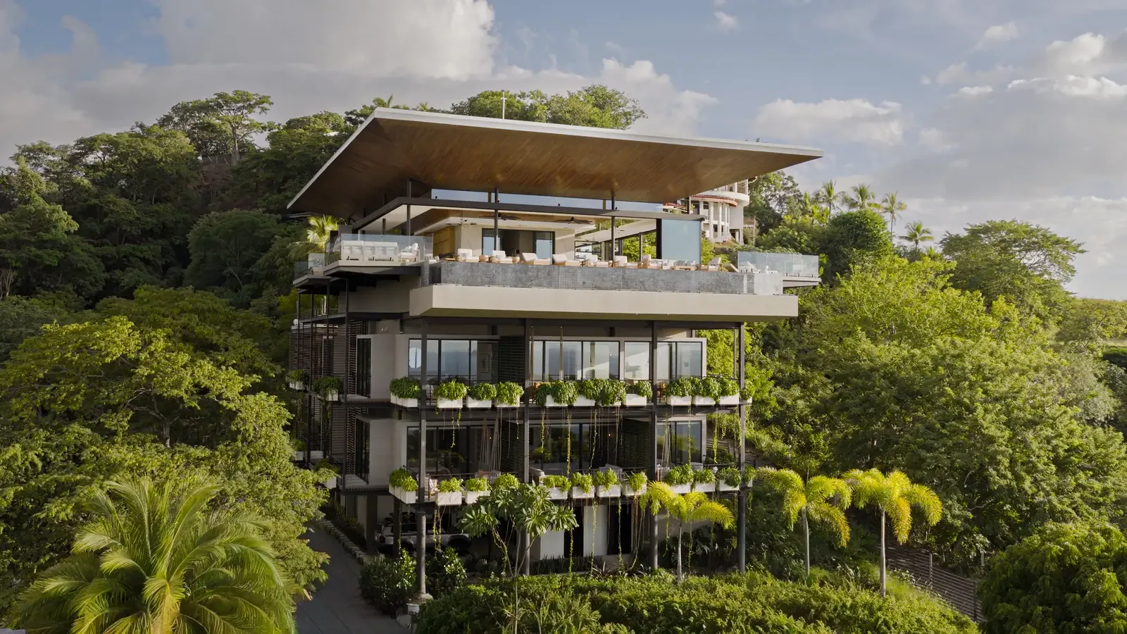 Modern villa above the jungle canopy, as seen on Staycation